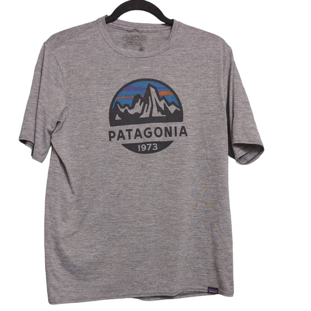 Patagonia Mens Capilene Activewear Short Sleeve T Shirt Gray Blue Heathered S